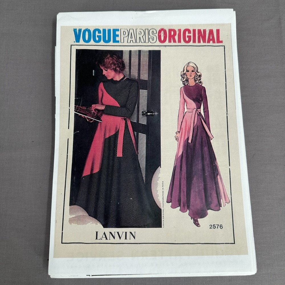 Vogue Paris Original 2576 Lanvin Reproduction Sewing Pattern Dress Sz 12 Bust 34